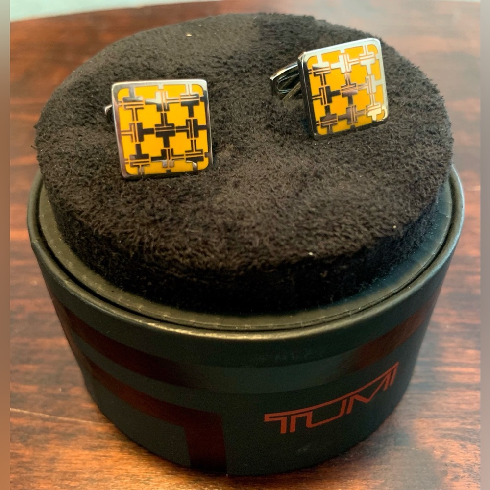 Tumi Yellow Enamel Cufflinks